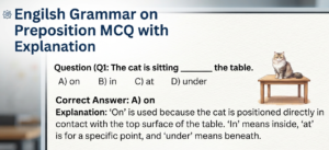 Engilsh Grammar on Preposition MCQ with Explanation